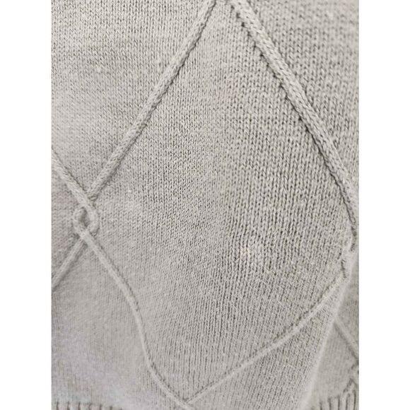 Oscar De La Renta women's Small argyle textured sage green sweater cotton - Picture 2 of 7